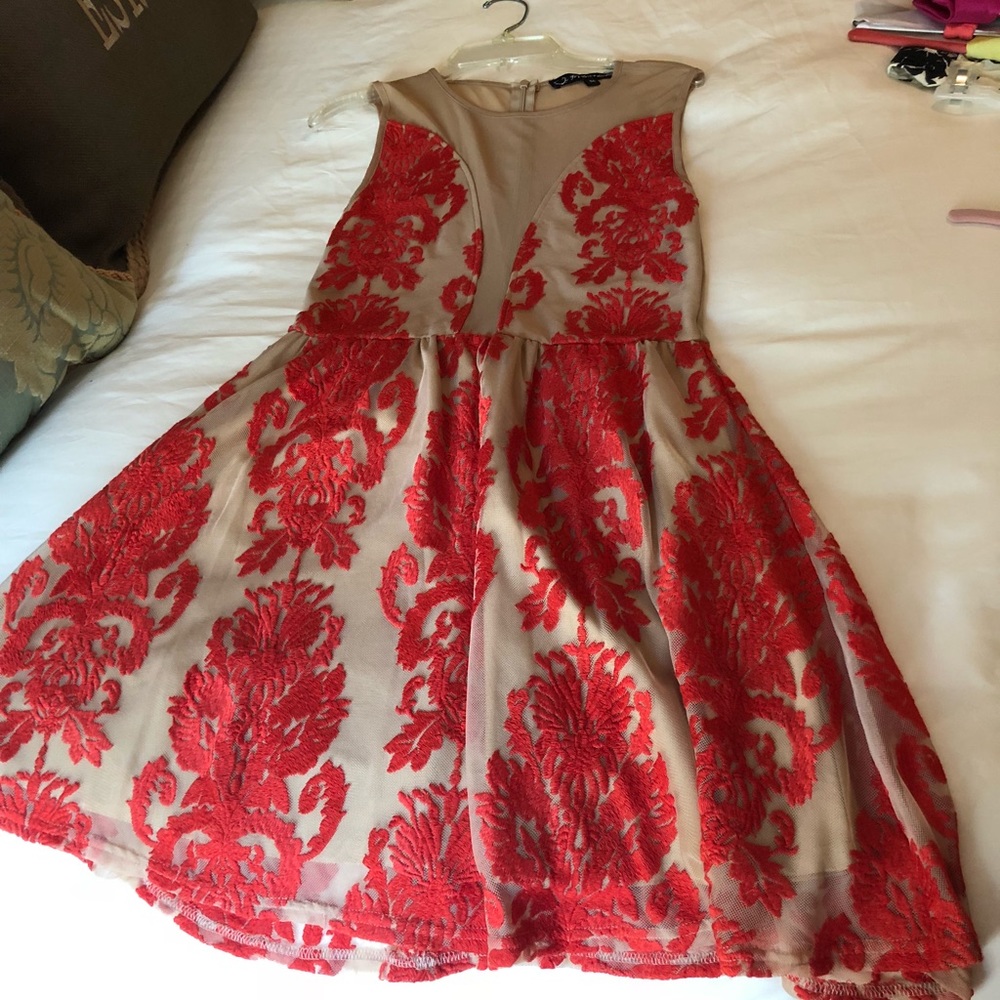 Love & Lemons red/nude dress